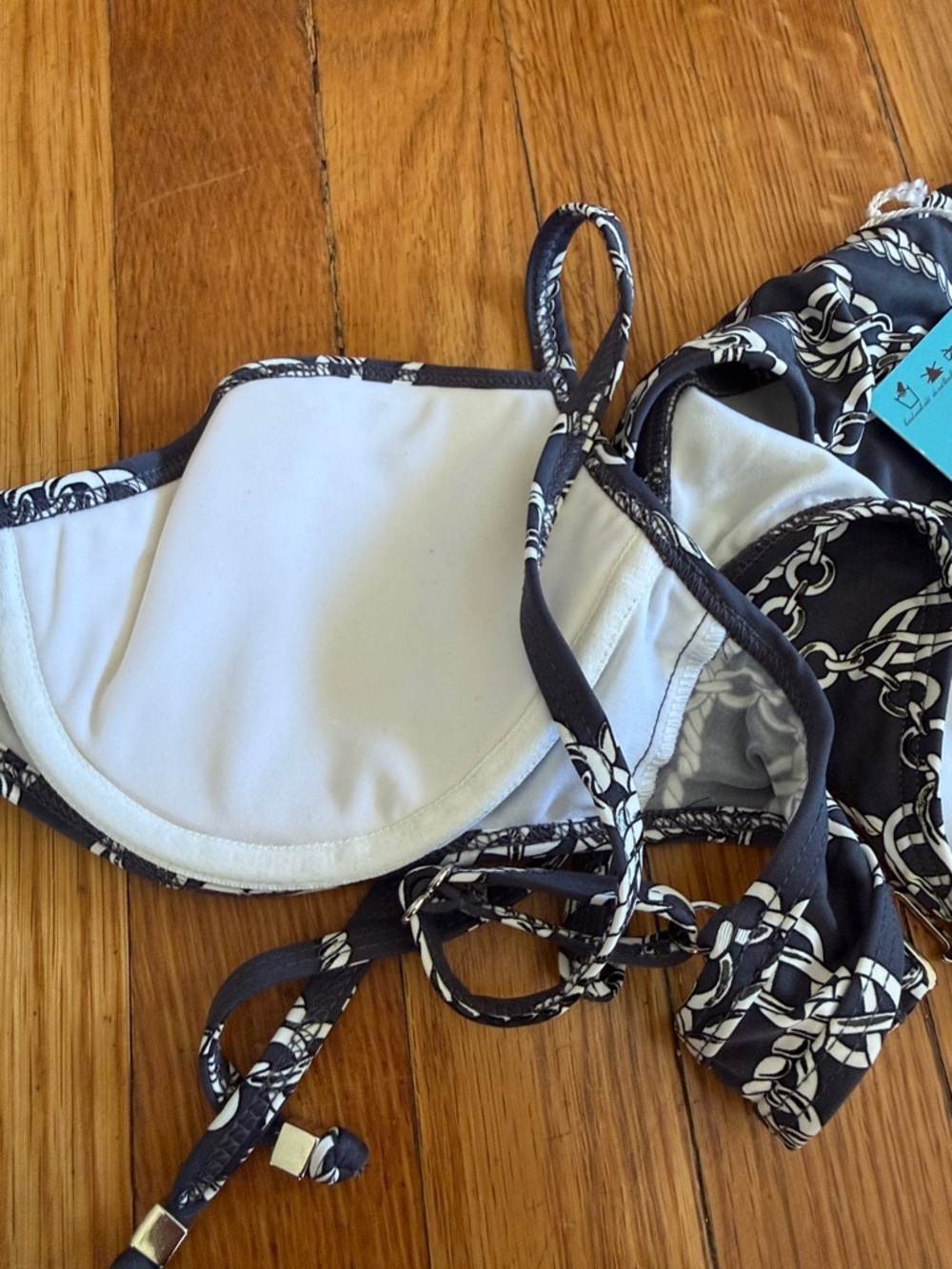 NWT letarte luxe 2 piece bikini swim set M top L bottoms side tie - Picture 5 of 6